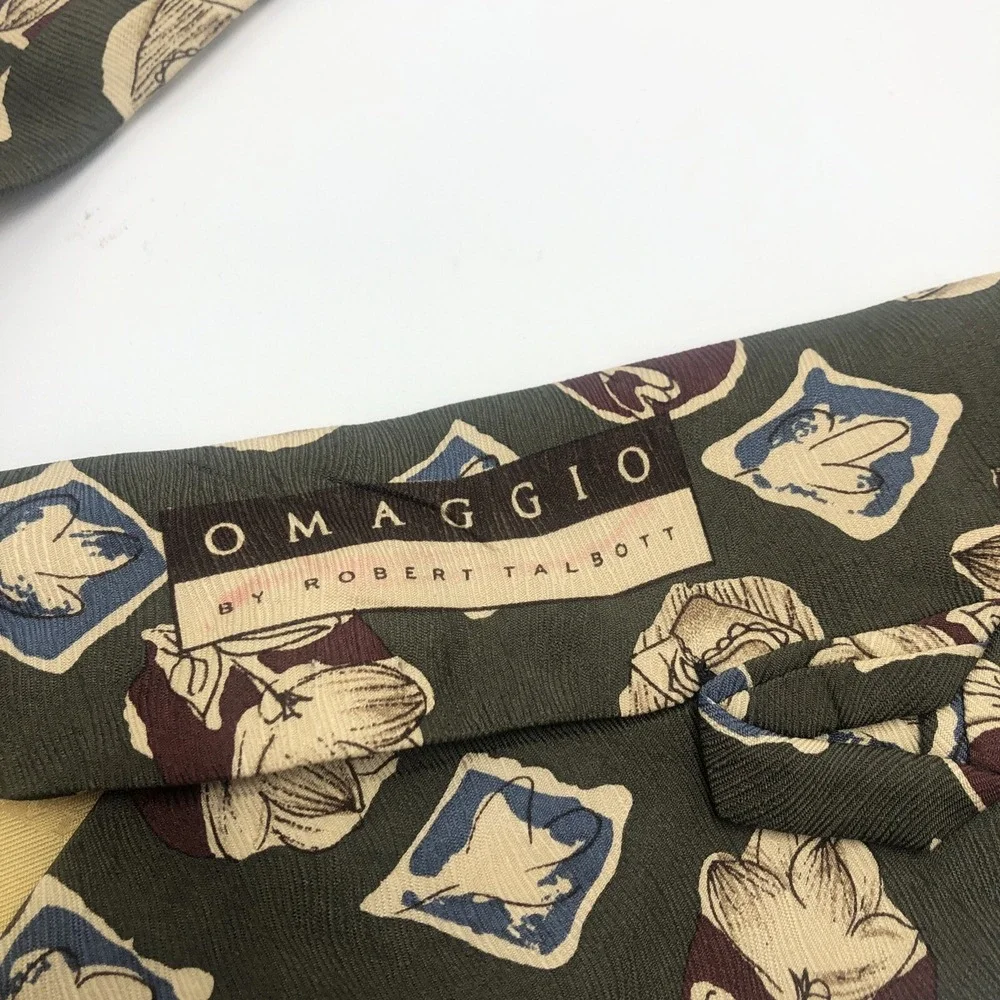 Omaggio by‎ Robert Talbot Men's 100% Pure Silk Neck Tie Green Fall Colors Italy